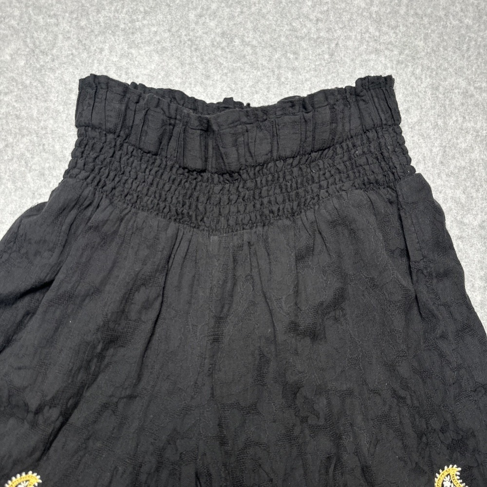 Anthropologie Maeve Smocked Wide Leg Embroidered Pants lined boho festival Small - Picture 6 of 11